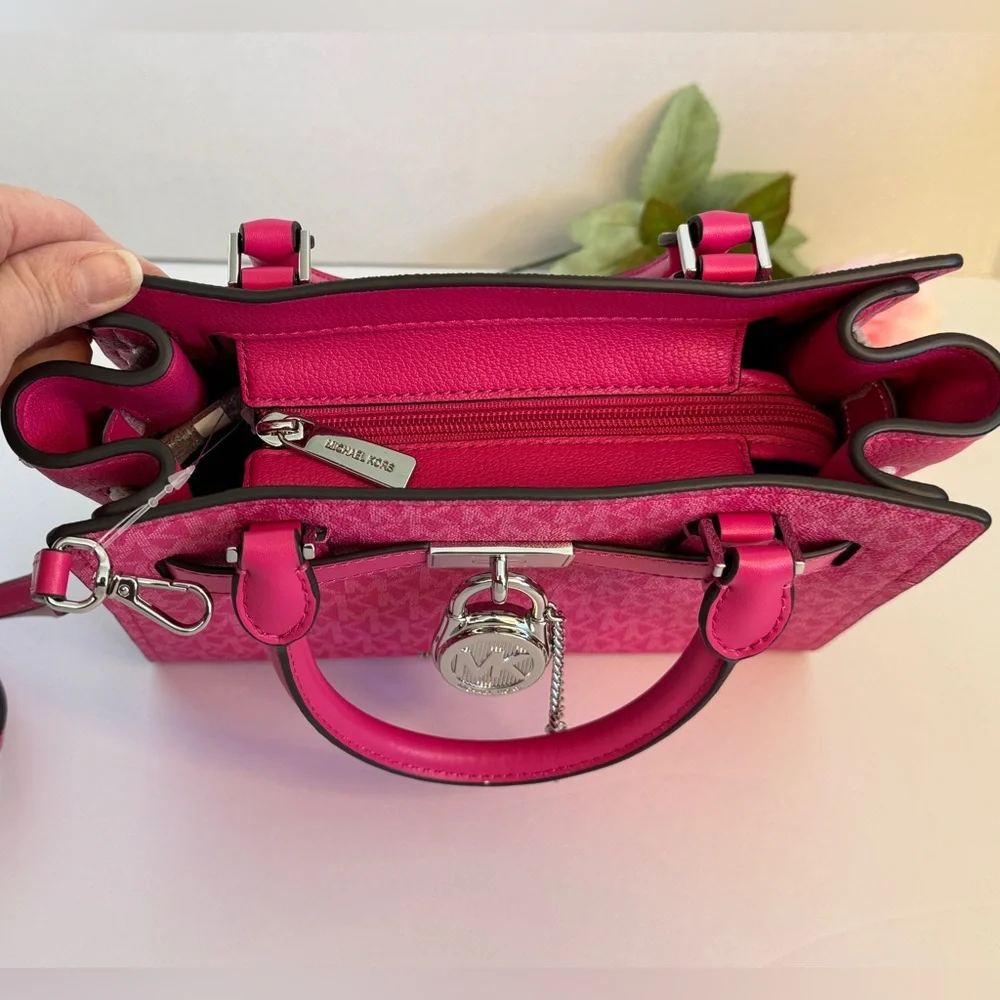 Michael Kors Dragonfruit Hamilton Small Signature Logo Satchel - Picture 6 of 12
